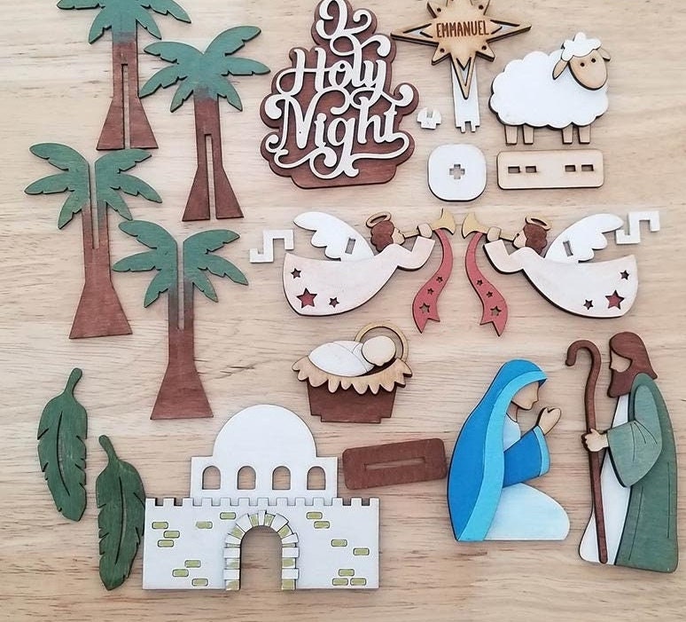 Christmas Nativity DIY Tiered Tray Wood Blanks  - Baby Jesus Nativity Scene
