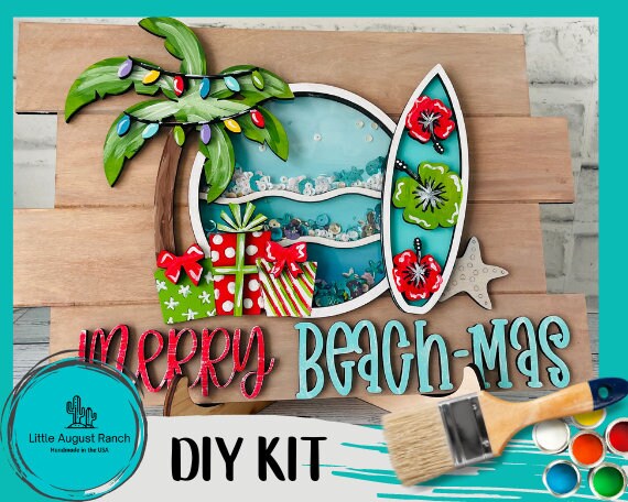 Baby it's Warm Outside Christmas Decor - Shelf/Desk DIY Decor- Gone to the Beach Wood Paint Kit - Christmas in July