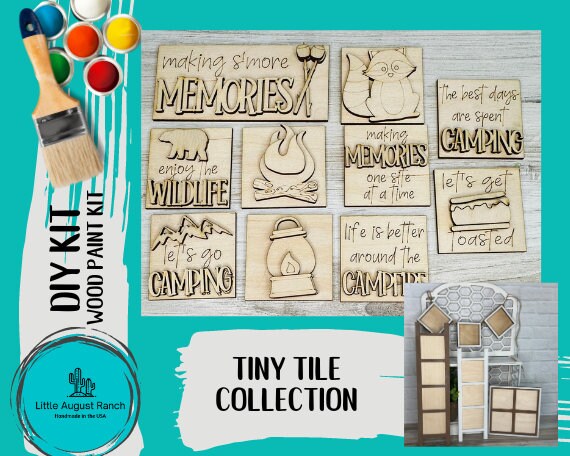 Camping Tiny Tile for Interchangeable Frame Wood Decor - DIY home Decor