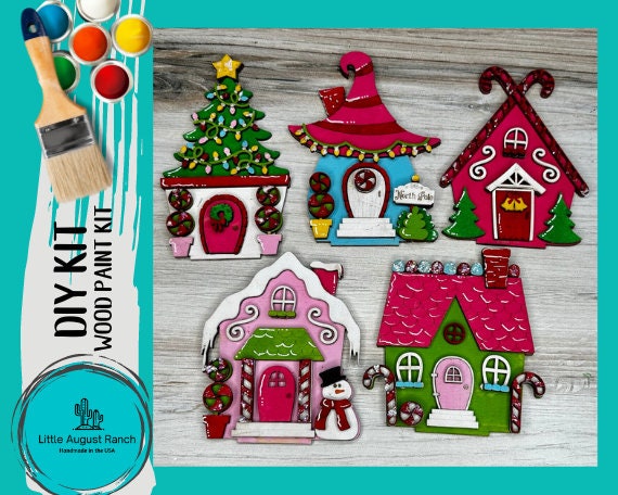 DIY Christmas Village Standing Pieces - Winter Village - Christmas Shelf Decor Blank Kit