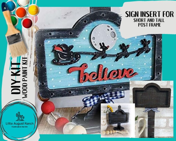 Santa Believe DIY Interchangeable Sign - Drop in Frame - Wood Kit