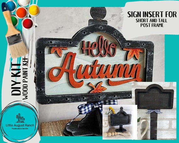 DIY Hello Autumn Interchangeable Sign - Drop in Frame - Wood Kit