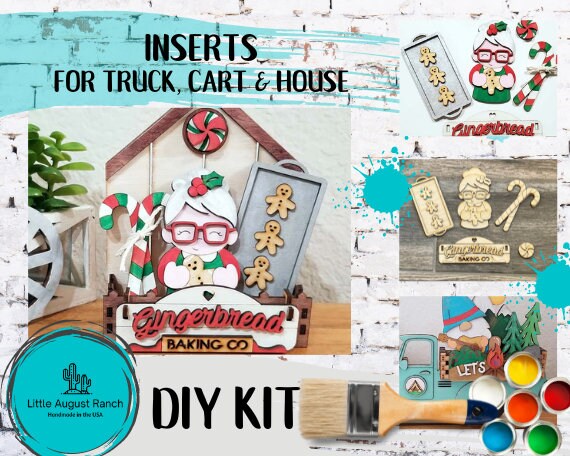 Gingerbread Baking Insert DIY - Christmas Baking Inserts for Interchangeable Inserts - Freestanding Shelf Decor - Paint it Yourself Kit