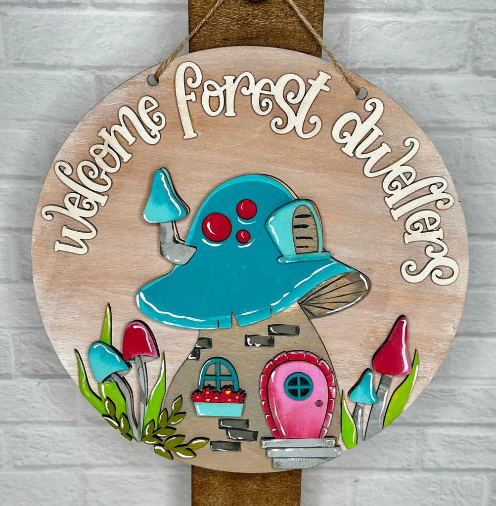 Welcome Forest Dwellers Mushroom Decor - DIY Wood Blank Paint Kit