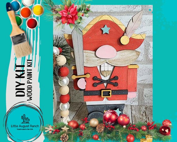 Nutcracker with Sword Gnome DIY - Christmas DIY Paint Kit Shelf Decor