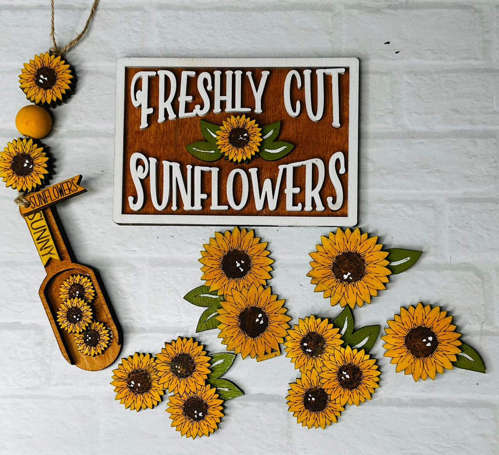 Sunflower DIY Bundle- Tier Tray Decor - Candy Machine Filler - Scoop - DIY Craft Kit