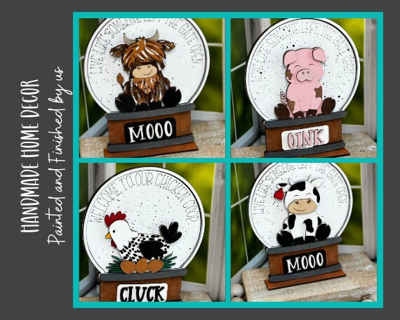 Ready to Ship Interchangeable Snow Globe and Inserts - Handmade, Hand Painted Home Decor