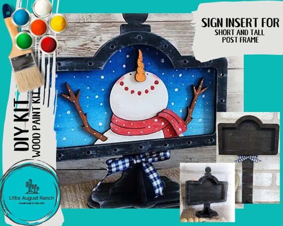 Snowman Sign Insert - DIY Interchangeable Sign - Drop in Frame - Wood Kit