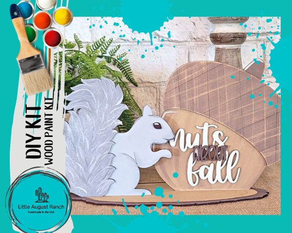 Nuts About Fall Shelf Sitter DIY Paint Kit - DIY Paint Kit Wood Blank Set