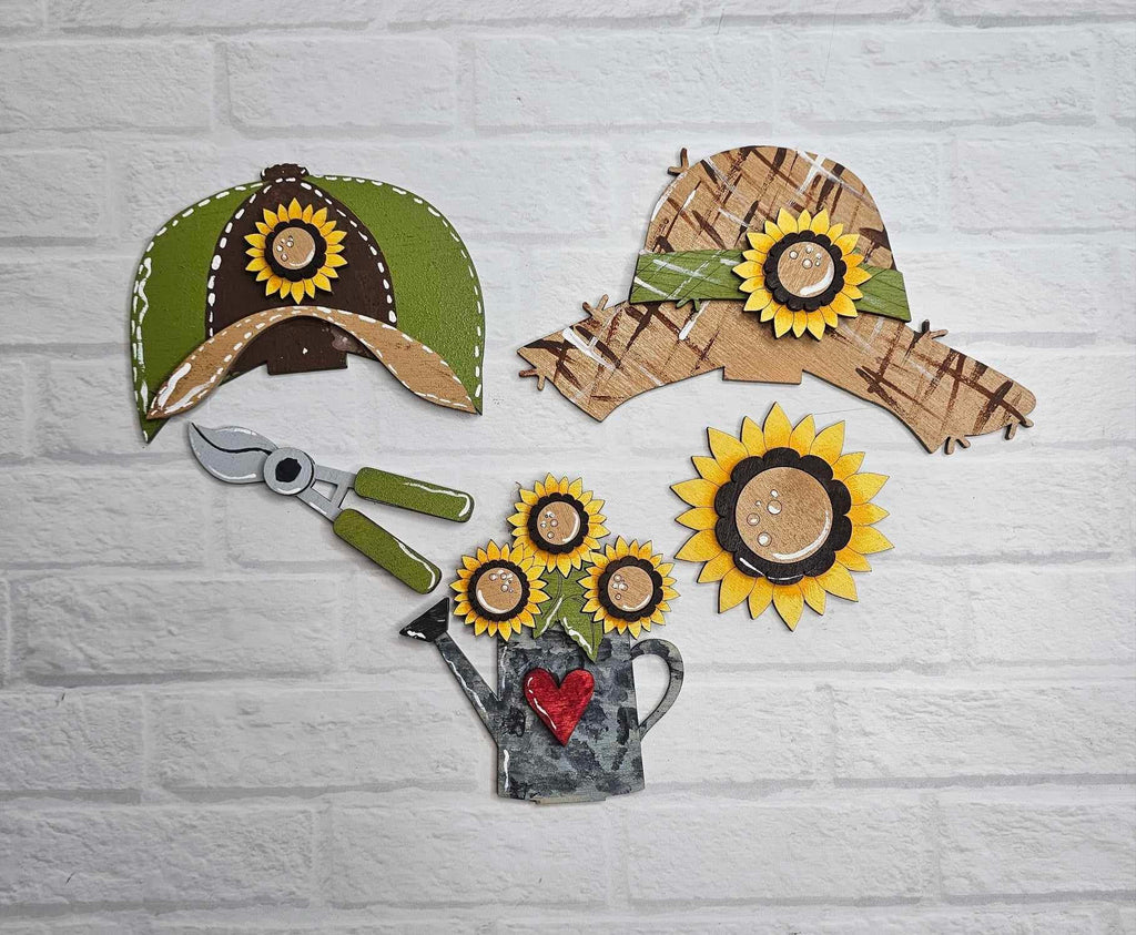 Sunflower Freestanding Wood Gnome Outfits- Interchangeable DIY Wood Blank Paint Kit