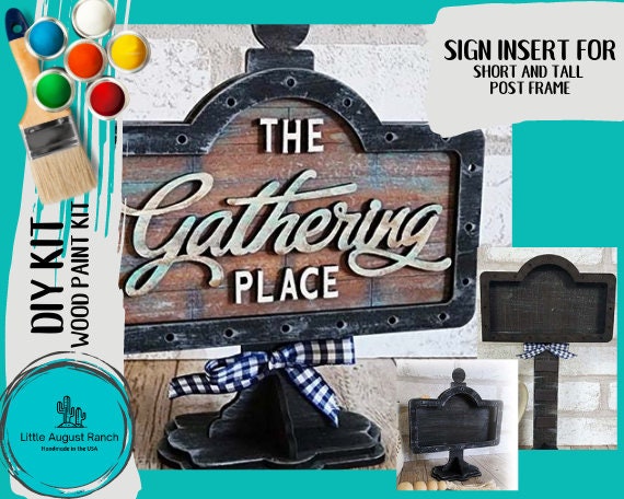 The Gathering Place Sign Insert - DIY Interchangeable Sign - Drop in Frame - Wood Kit