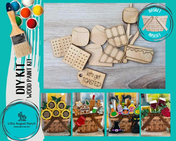 DIY S'More Insert for Interchangeable Basket Decor - Wood Blank for Painting - Inserts for Basket