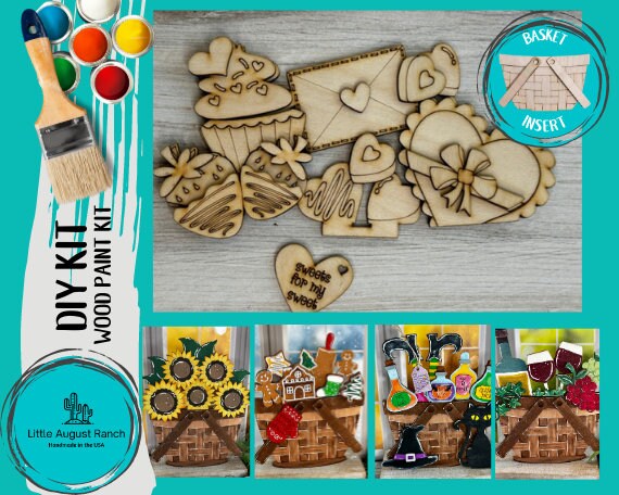 DIY Valentine's Chocolate for Interchangeable Basket Decor - Wood Blank for Painting - Inserts for Basket