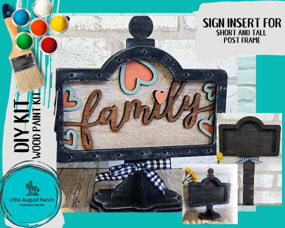 Family Sign Insert - DIY Interchangeable Sign - Drop in Frame - Wood Kit