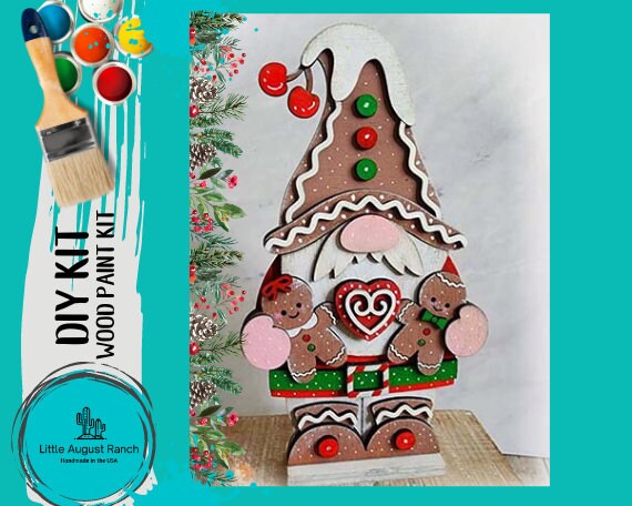 Gingerbread Man Gnome DIY - Christmas DIY Paint Kit Shelf Decor