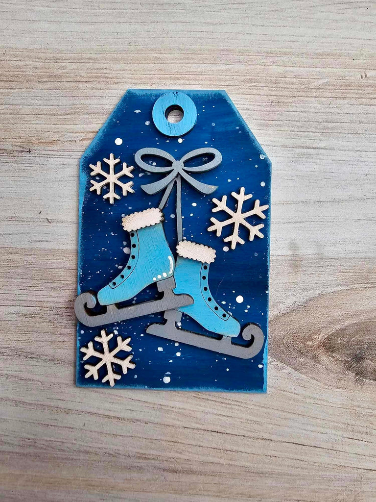 DIY Christmas Stocking Tags - Winter Christmas Tree Ornament - DIY Wood Blank Paint Kit