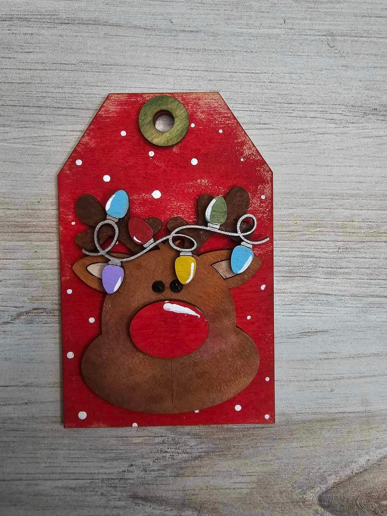 DIY Christmas Stocking Tags - Traditional Christmas Tree Ornament - DIY Wood Blank Paint Kit