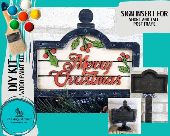 Merry Christmas Sign Insert - DIY Interchangeable Sign - Drop in Frame - Wood Kit