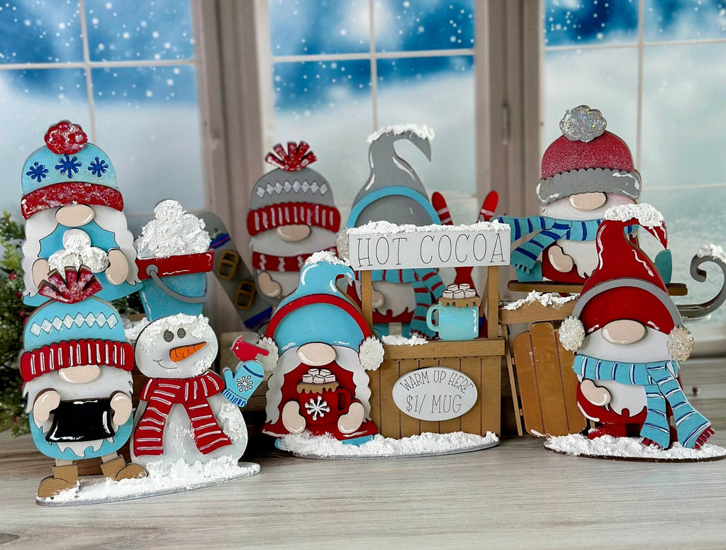 Tiered Tray standing winter gnomes, gnome, winter, snowman, diy decor