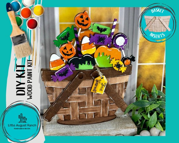 DIY Halloween Candy Basket Insert for Interchangeable Basket Decor - Wood Blank for Painting - Inserts for Basket