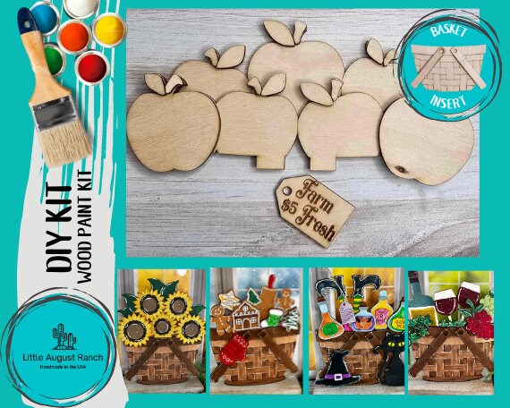 DIY Apple Insert for Interchangeable Basket Decor - Wood Blank for Painting - Inserts for Basket