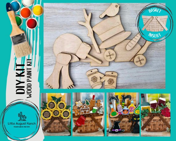DIY Build a Snowman Insert for Interchangeable Basket Decor - Wood Blank for Painting - Inserts for Basket