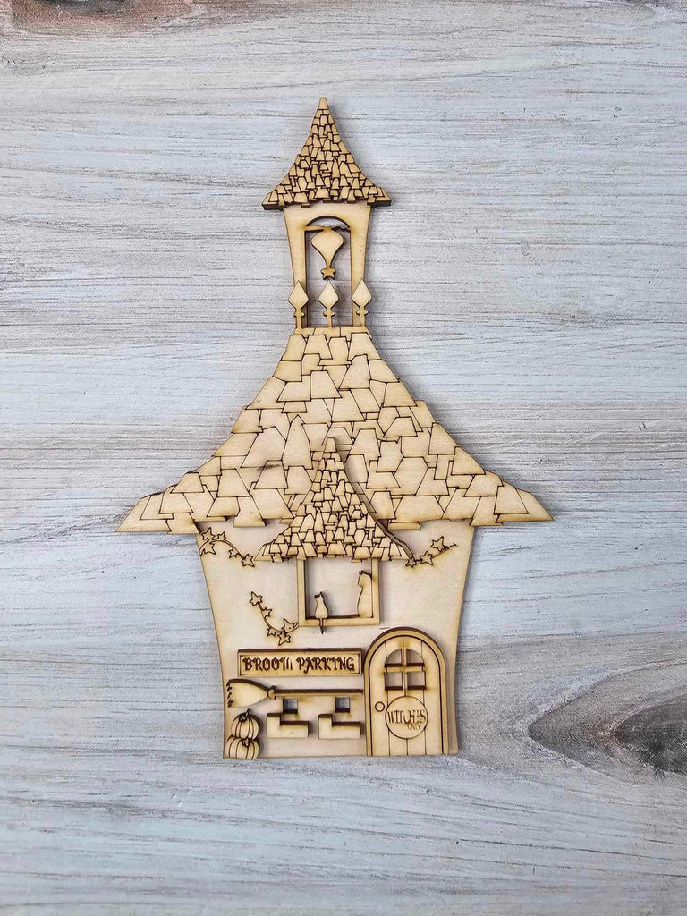 Halloween Village Self Standing Double sided Pieces - Agatha's Academy - Wood Blanks for Painting