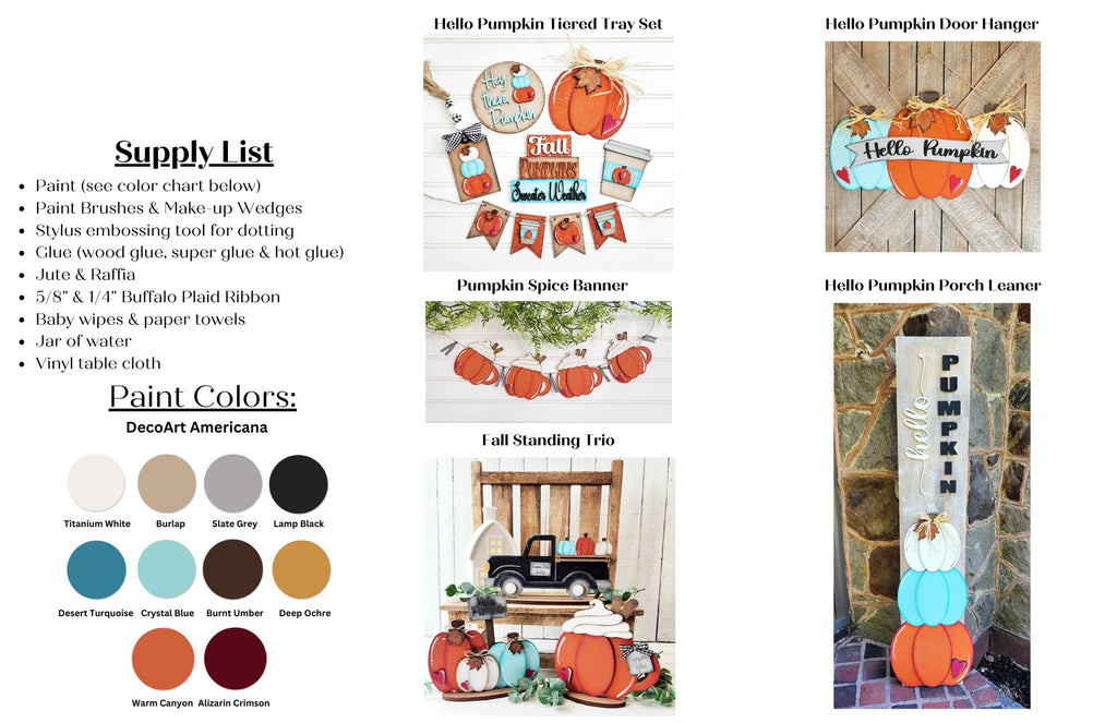 Pumpkin Spice Fall Banner DIY Kit - Wood Blanks for Painting