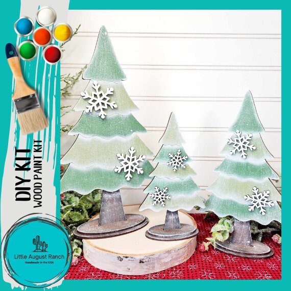 Christmas Standing Winter Pine Trees - DIY Wood Blanks for Painting - Meet me Under the Mistletoe Collection