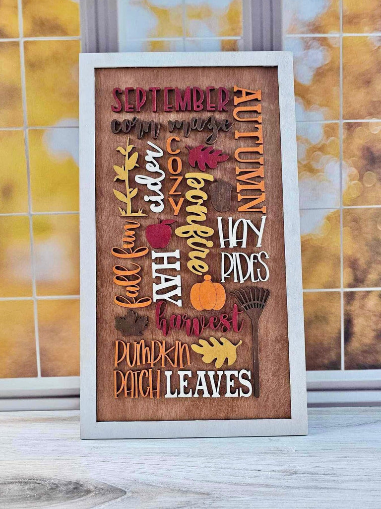 Fall Word Collage - DIY Wood Blank Paint Kit
