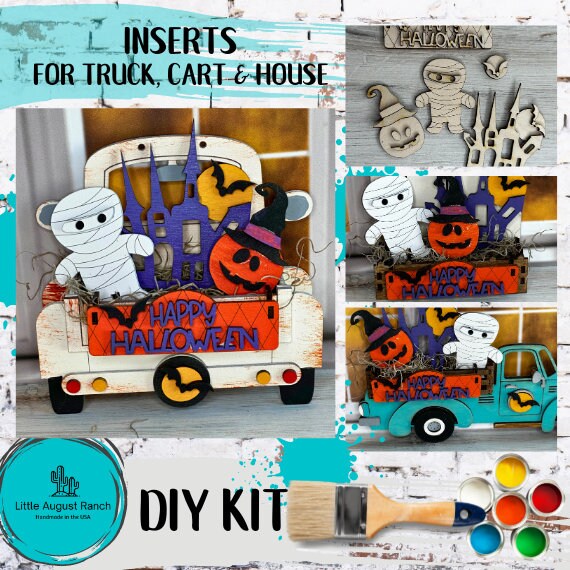 Halloween Insert DIY - Spooky Inserts for Interchangeable Inserts - Tiered Tray Decor - Freestanding Shelf Decor - Paint it Yourself Kit