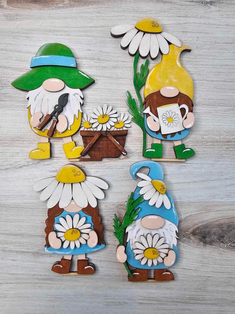 DIY Daisy Standing Gnome Kit - Tiered Tray Gnome - Wood Blanks for Painting
