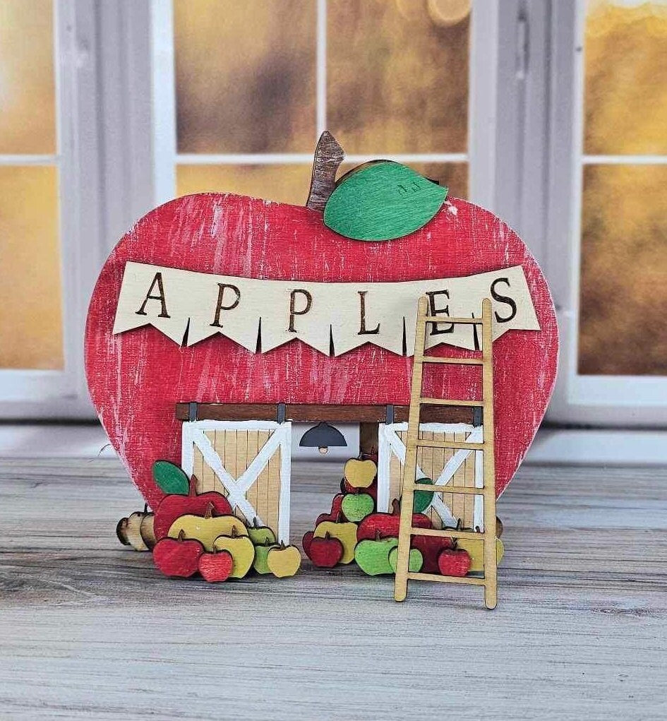 Fall Village Apple Barn Self Standing Double Sided Pieces