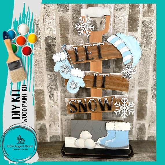 Standing Winter Snow Shovel Porch Decor - DIY Wood Blanks for Crafting