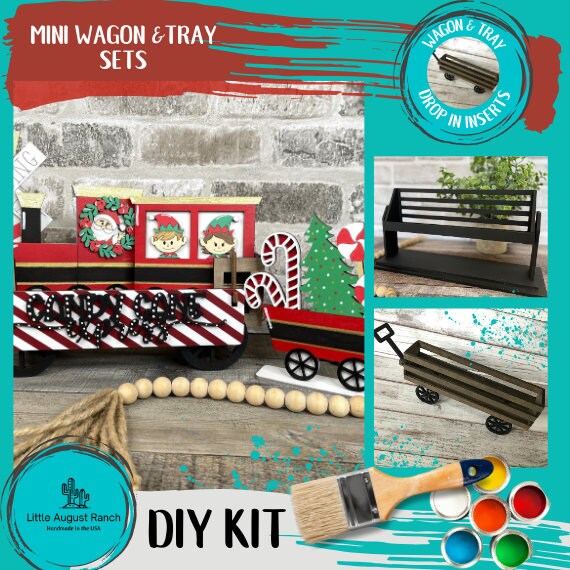 Christmas Train DIY Mini Tray Sets - Wood Blanks for Crafting and Painting