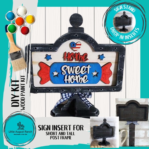 Home Sweet Home USA Insert - DIY Interchangeable Sign - Drop in Frame - Wood Kit