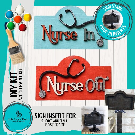 Nurse In/Out Insert - DIY Interchangeable Sign - Drop in Frame - Wood Kit