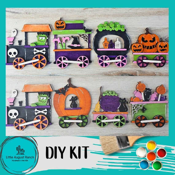 Halloween Train Set - Wood Blanks for Crafting and Painting