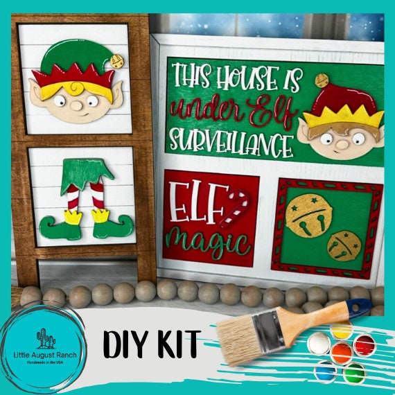 Elf Magic Square Wood Tile Leaning Ladder Insert Kit - Interchangeable Wood Blanks for Painting and Decorating