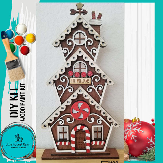 Large Gingerbread DIY Wood Kit - Winter Shelf Decor Wood Blank Sign Craft Kit - Personalization Available