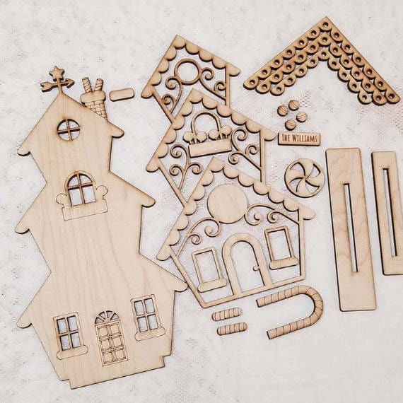 Large Gingerbread DIY Wood Kit - Winter Shelf Decor Wood Blank Sign Craft Kit - Personalization Available
