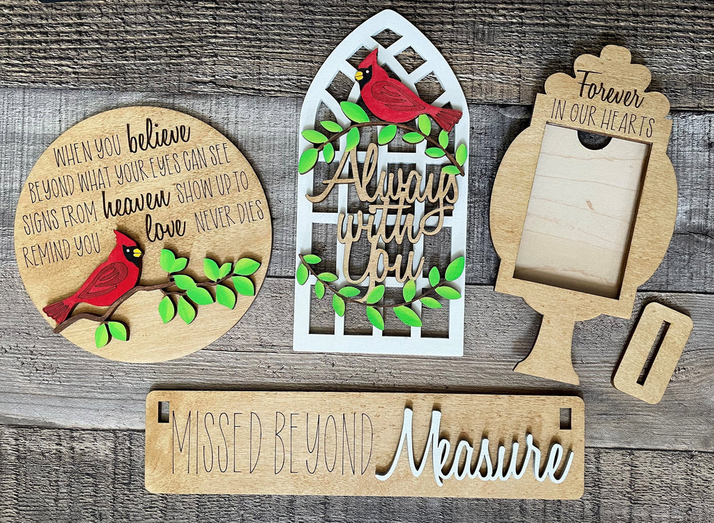 Red Cardinal Memorial DIY Mini Tray Sets - Wood Blanks for Crafting and Painting