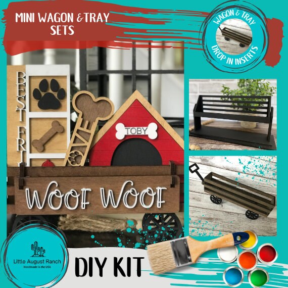 Dog- Personalized Option DIY Mini Tray Sets - Wood Blanks for Crafting and Painting