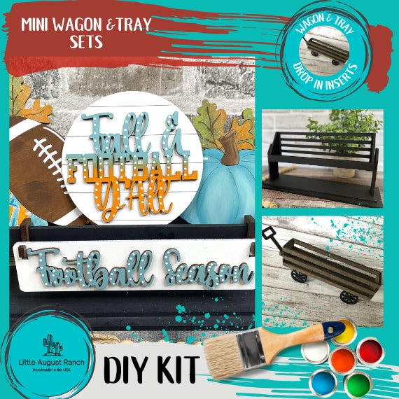 Football DIY Mini Tray Sets - Wood Blanks for Crafting and Painting