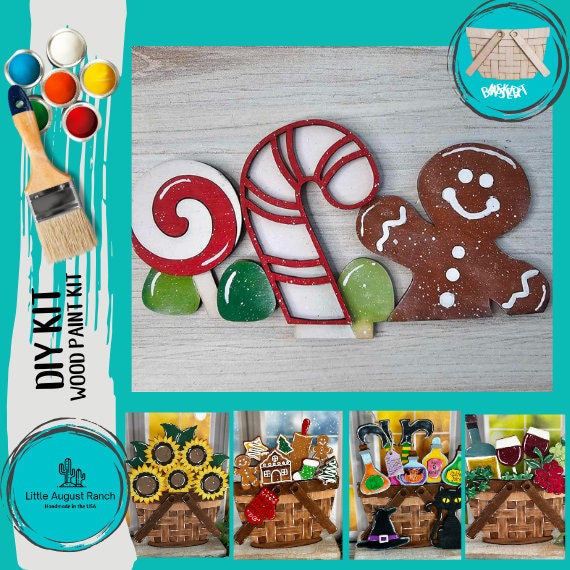 DIY Christmas Treats Basket Insert for Interchangeable Basket Decor - Wood Blank for Painting - Inserts for Basket