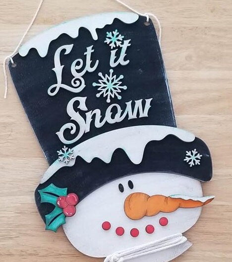 Snowman Door Hanger DIY Winter Kit - Wood Blanks for Crafting and Painting