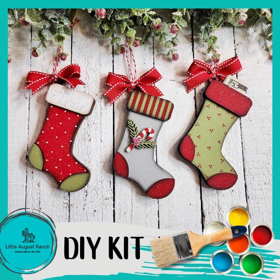 Christmas Stocking Money Holder Ornament Set- DIY Wood Blanks for Painting