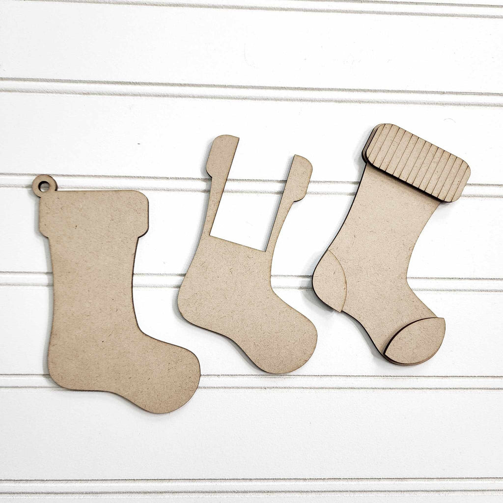 Christmas Stocking Money Holder Ornament Set- DIY Wood Blanks for Painting