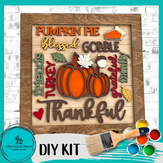 Word Collage Square Framed - DIY Wood Blank Paint and Craft Kit
