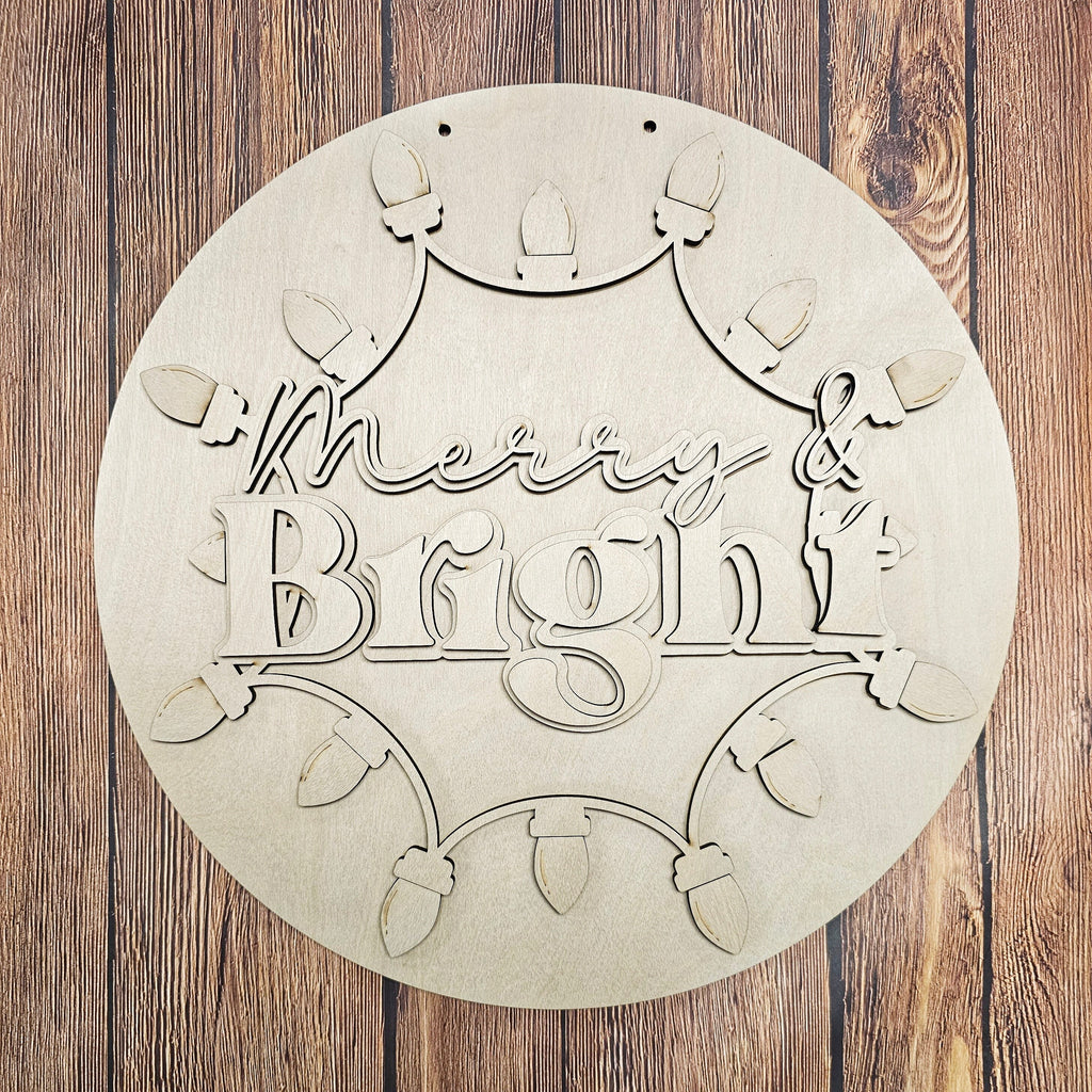 Merry & Bright Christmas Sign - DIY Wood Blanks for Painting and Crafting